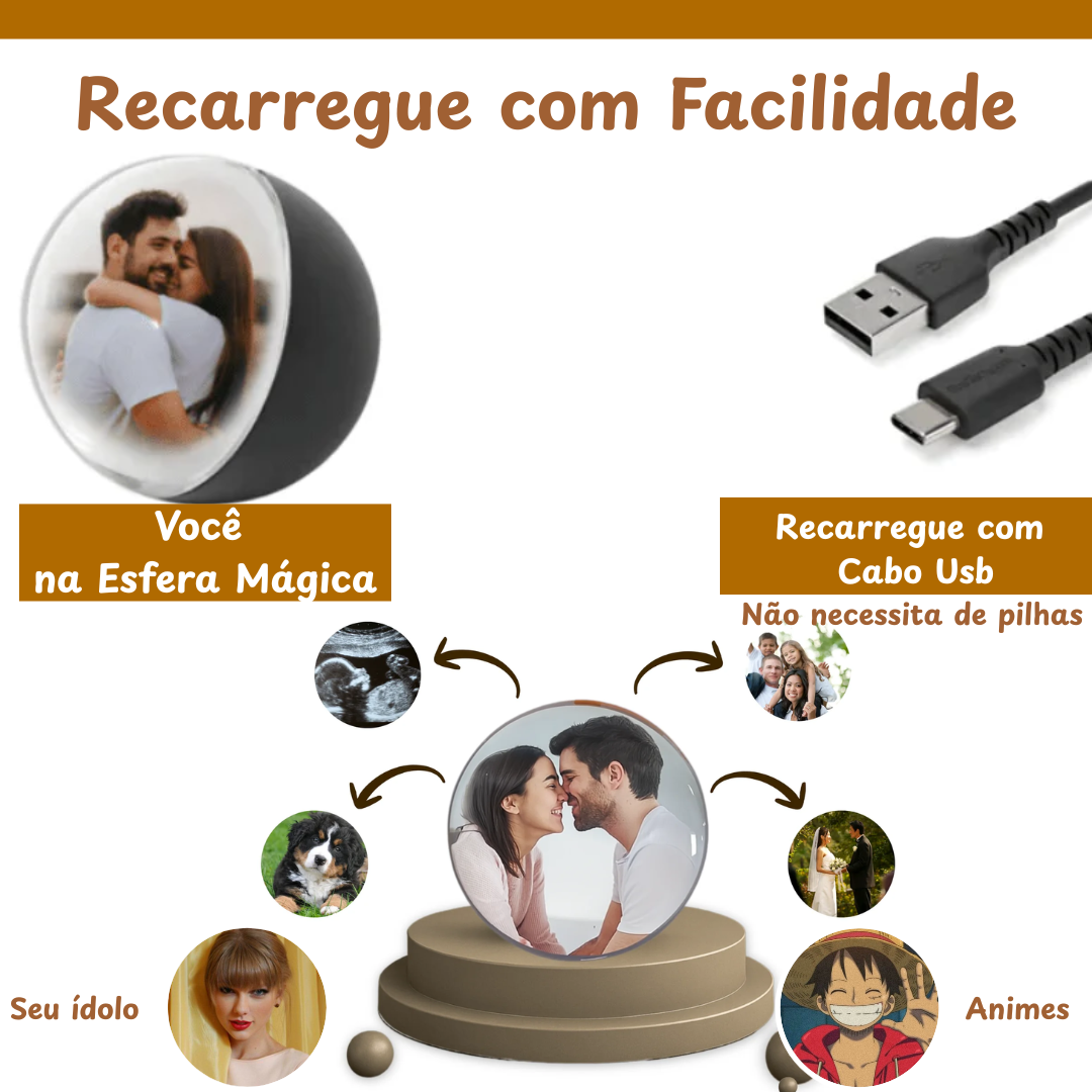Esfera de Cristal Mágica - Personalize com o seu vídeo