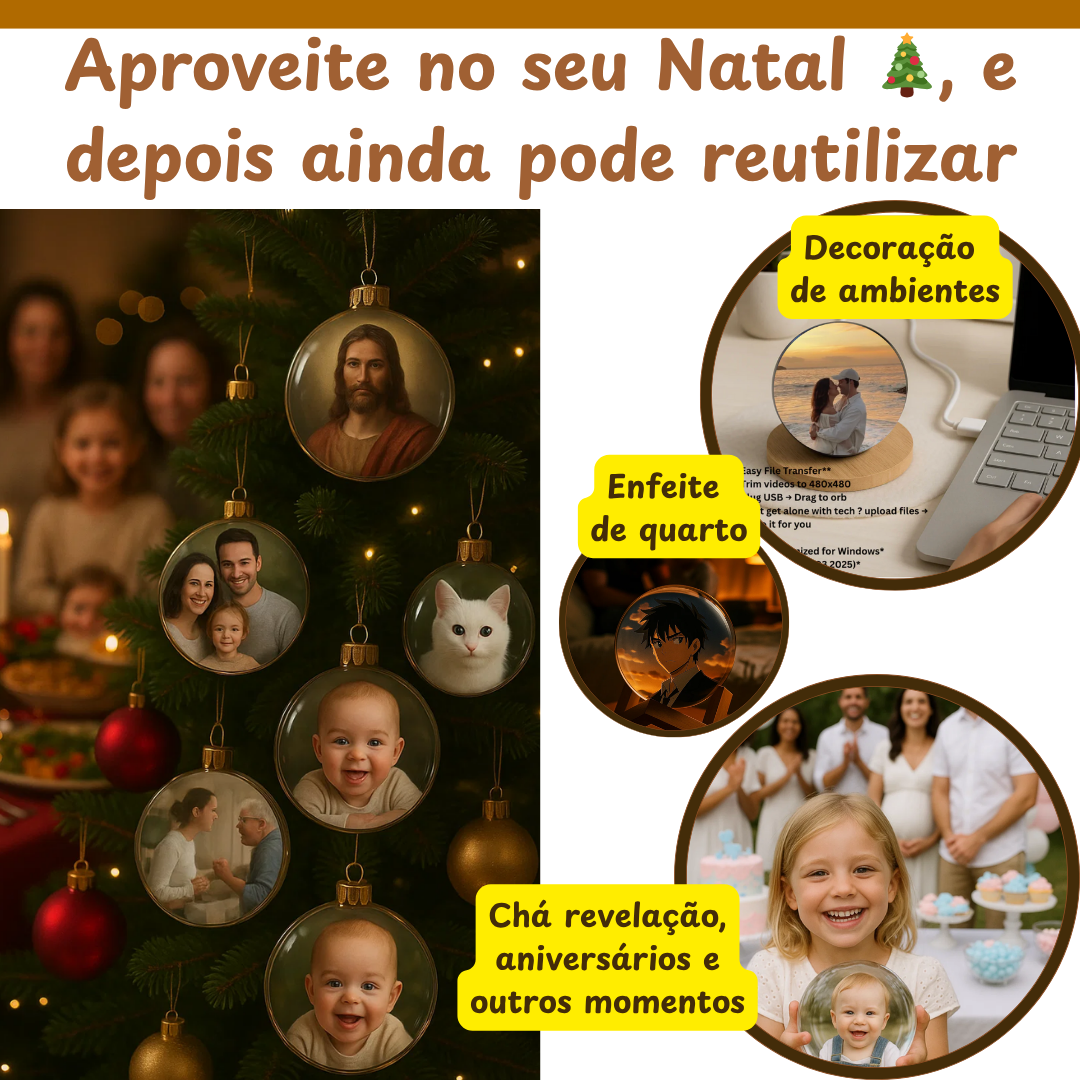 Esfera de Cristal Mágica - Personalize com o seu vídeo
